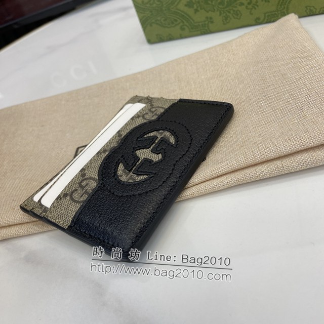 Gucci專櫃古馳最新款飾鏤空互扣式雙G卡片夾卡包 jh2106型號：701425